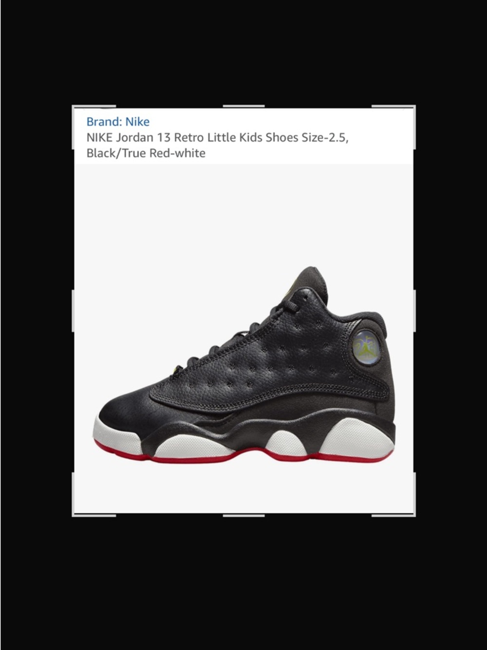 Nike Kids Black White and Red Jordan 13 Retro Sneakers